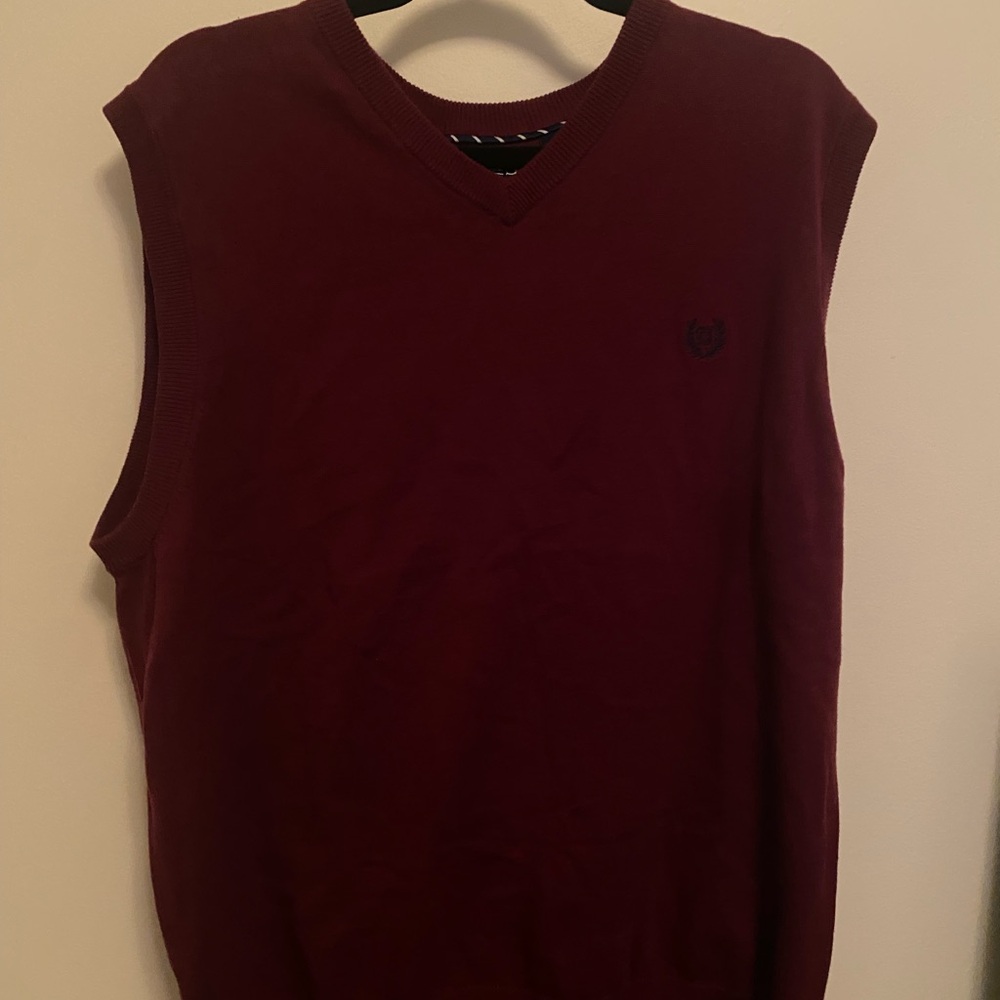 Chaps Maroon V-Neck Sweater Vest